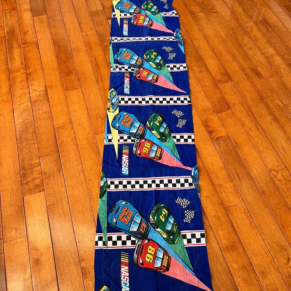 Window valance for boys room, nascar theme window valance
